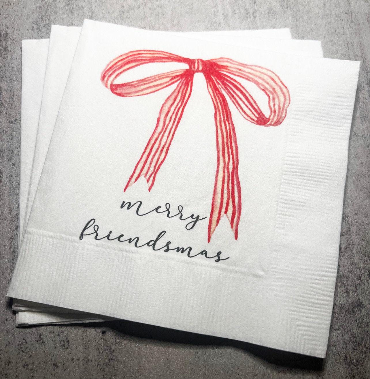 Friendsmas Christmas Party Very Merry Friendsmas It’s giving Friendsmas Funny Christmas Cocktail, Luncheon or Dinner Napkins Set of 25