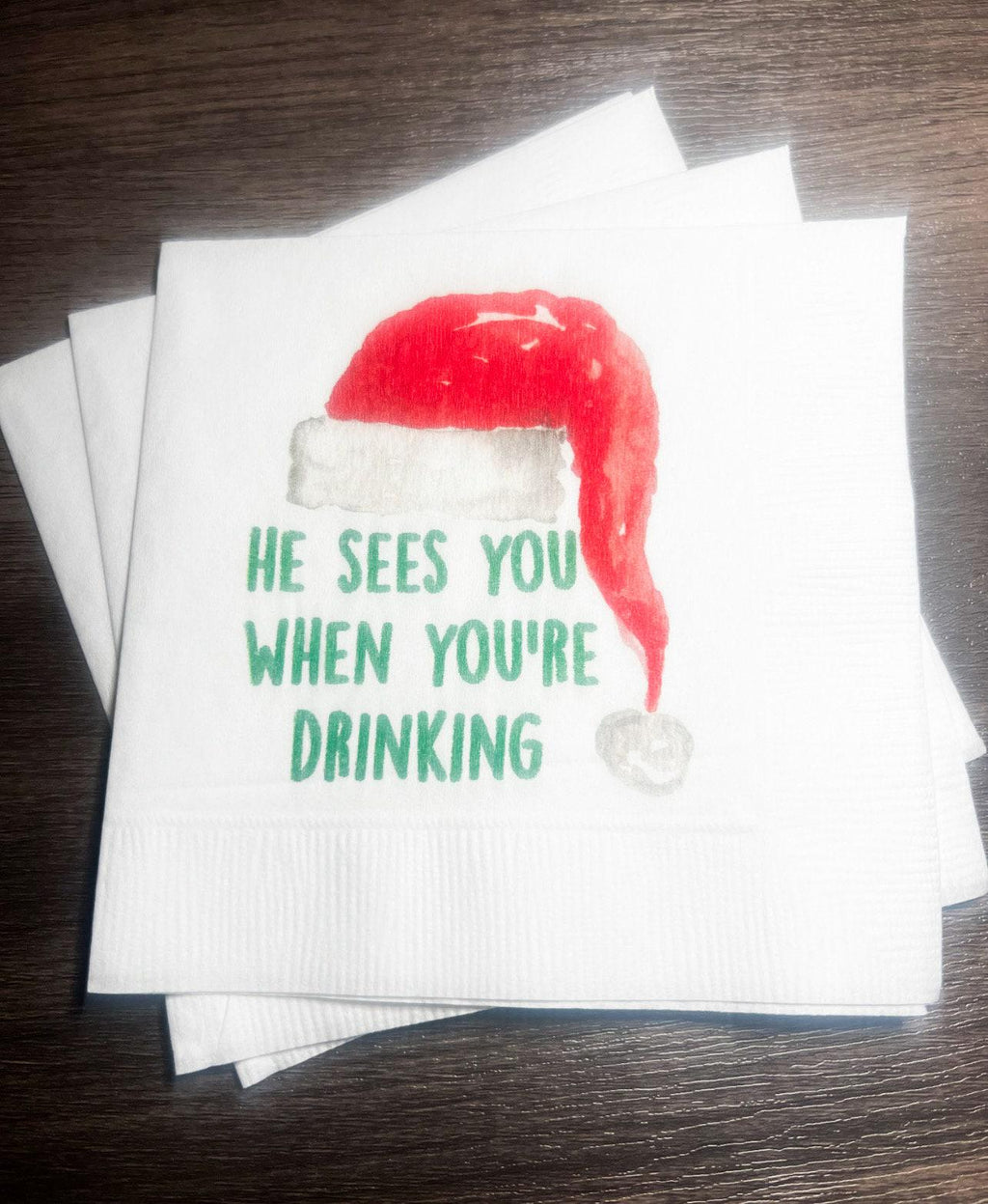 He Sees You When You’re Drinking Eat Drink Be Merry Funny Christmas Party Holiday Girls Party Cocktail, Luncheon or Dinner Napkins Set of 25