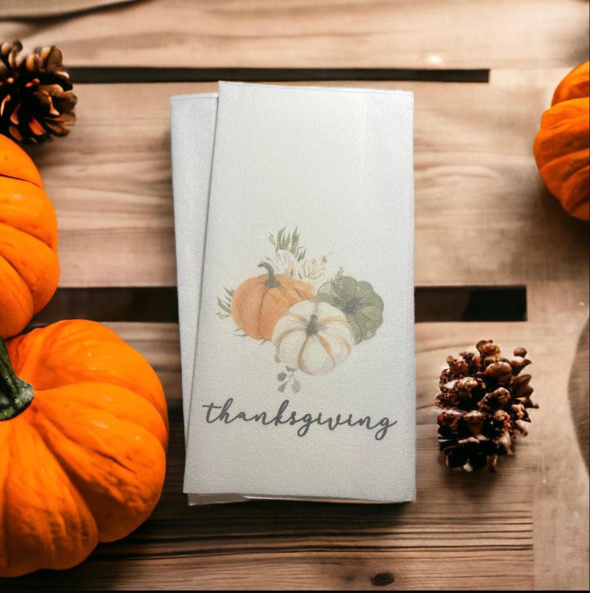 Thanksgiving Guest Towels Linen Feel Ultra Ply White Disposable Towel Dinner Napkin Friendsgiving Thanksgiving Paper Hand Towels, Set of 20