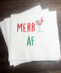 Merry AF Merry Vibes Only Merry Era Friendsmas  Girls Christmas Party Funny Christmas Cocktail, Luncheon or Dinner Napkins Set of 25