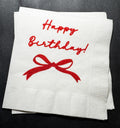 Red Bow Birthday Christmas December Birthday Happy Birthday Oh What Fun Christmas Bday Cocktail, Luncheon or Dinner Napkins Set of 25
