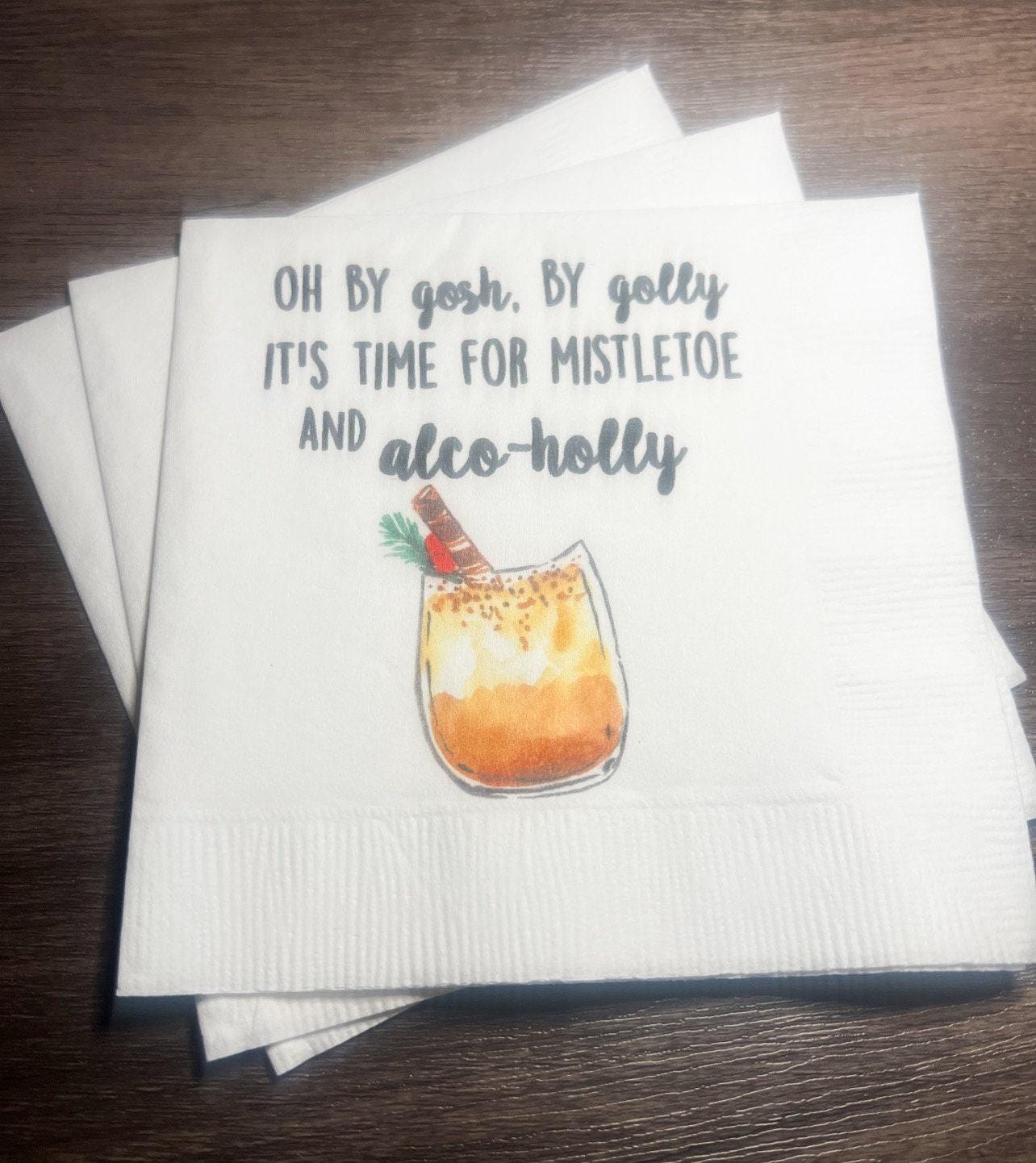 Eat Drink Be Merry Funny Christmas Party Oh By Gosh By Golly Alcoholly Girls Holiday Party Cocktail, Luncheon or Dinner Napkins Set of 25
