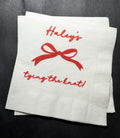 She's Tying the Knot Bridal Shower Red Bow Bridal Shower Holiday Bachelorette Personalized Cocktail, Luncheon or Dinner Napkins Set of 25