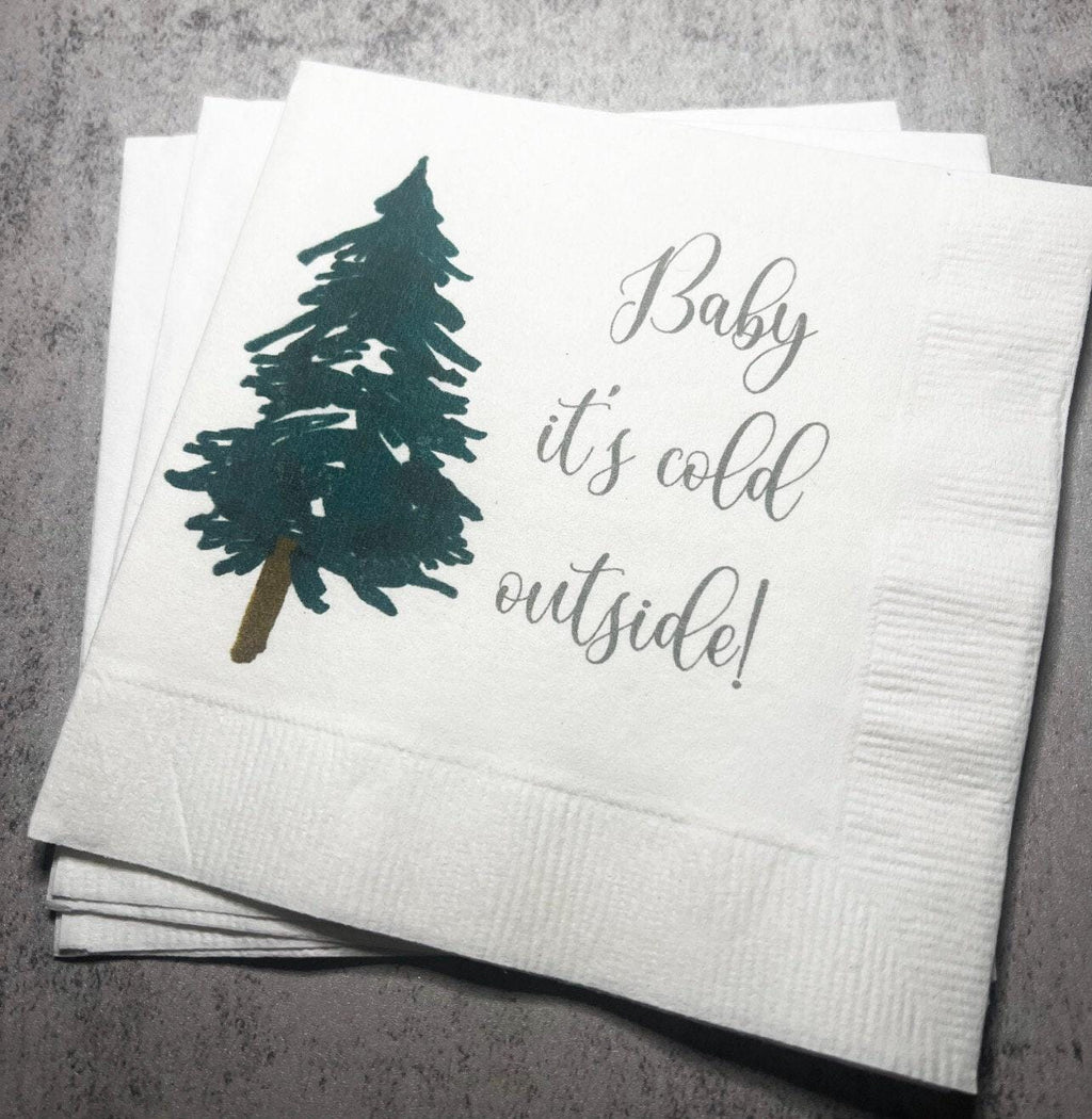 Baby It's Cold Outside Baby Shower Winter Christmas December Baby Shower Birthday Cocktail, Luncheon or Dinner Napkins Set of 25