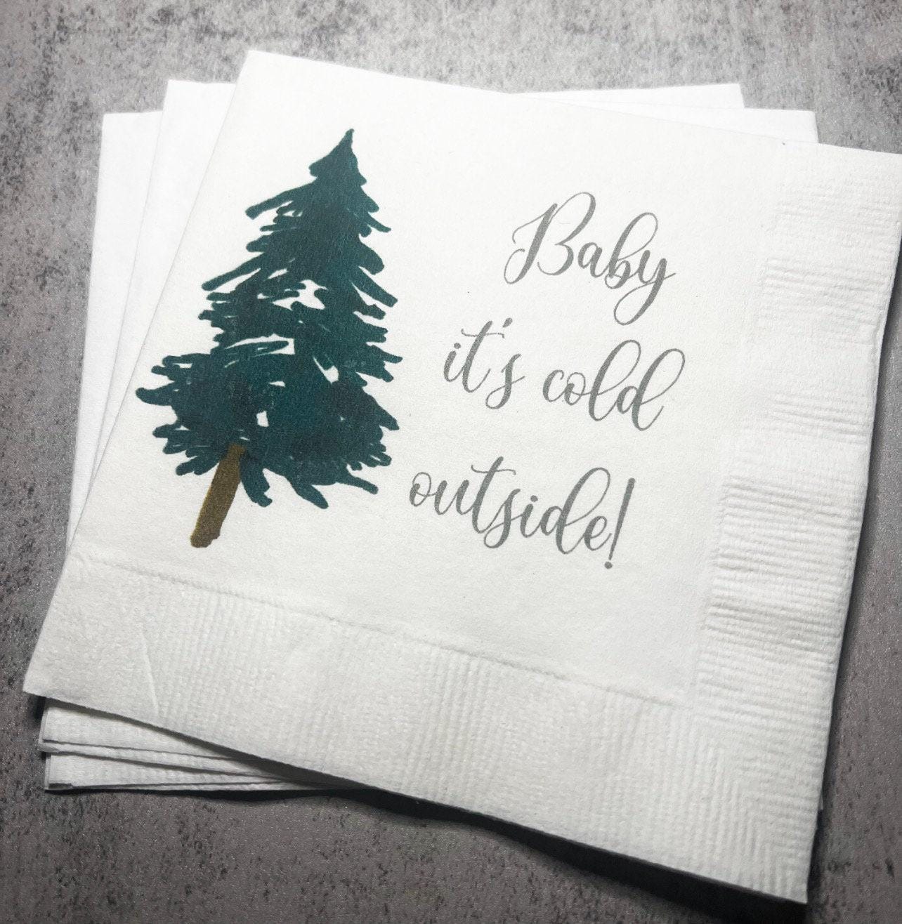 Baby It's Cold Outside Baby Shower Winter Christmas December Baby Shower Birthday Cocktail, Luncheon or Dinner Napkins Set of 25