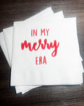 Merry AF Merry Vibes Only Merry Era Friendsmas  Girls Christmas Party Funny Christmas Cocktail, Luncheon or Dinner Napkins Set of 25