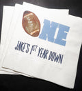 Football Birthday 1st Year Down Personalized Cocktail, Luncheon or Dinner Napkins Set of 25