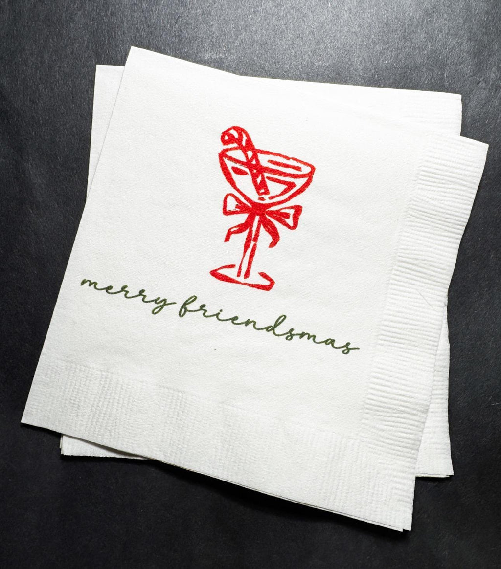 Tini Bit Merry Holiday Martini Christmas Party Jingle & Mingle Friendsmas Holiday Party Cocktail Luncheon or Dinner Napkins Set of 25