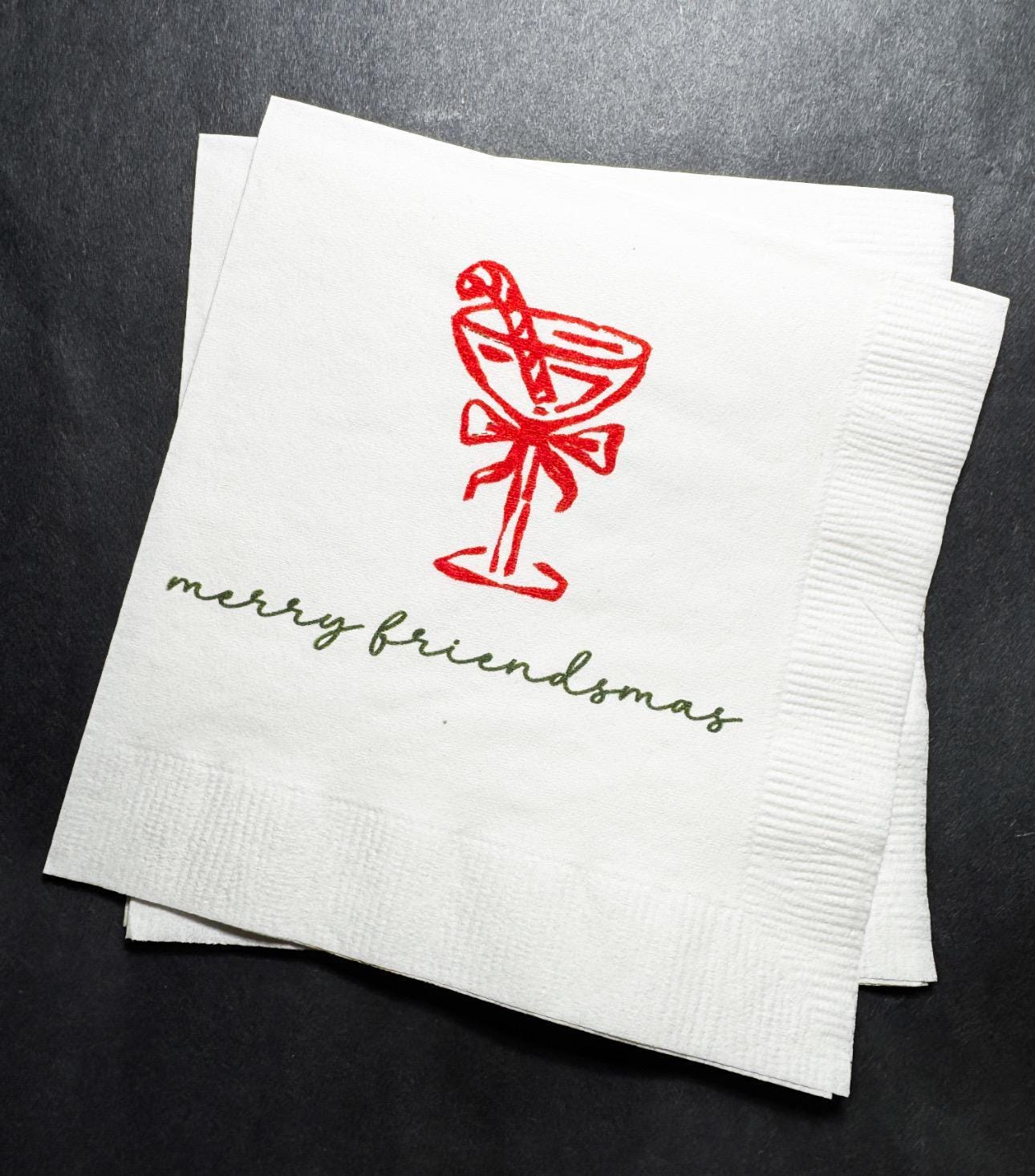 Tini Bit Merry Holiday Martini Christmas Party Jingle & Mingle Friendsmas Holiday Party Cocktail Luncheon or Dinner Napkins Set of 25