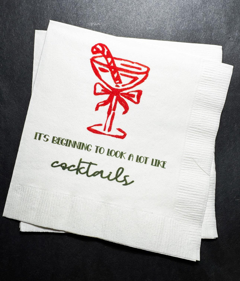 Tini Bit Merry Holiday Martini Christmas Party Jingle & Mingle Friendsmas Holiday Party Cocktail Luncheon or Dinner Napkins Set of 25