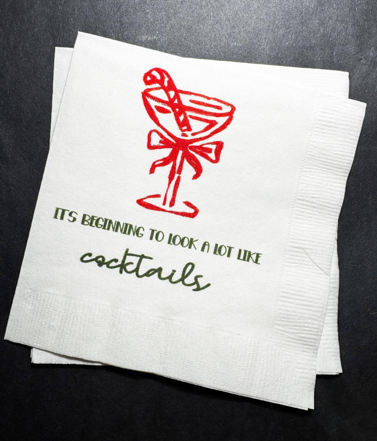 Tini Bit Merry Holiday Martini Christmas Party Jingle & Mingle Friendsmas Holiday Party Cocktail Luncheon or Dinner Napkins Set of 25