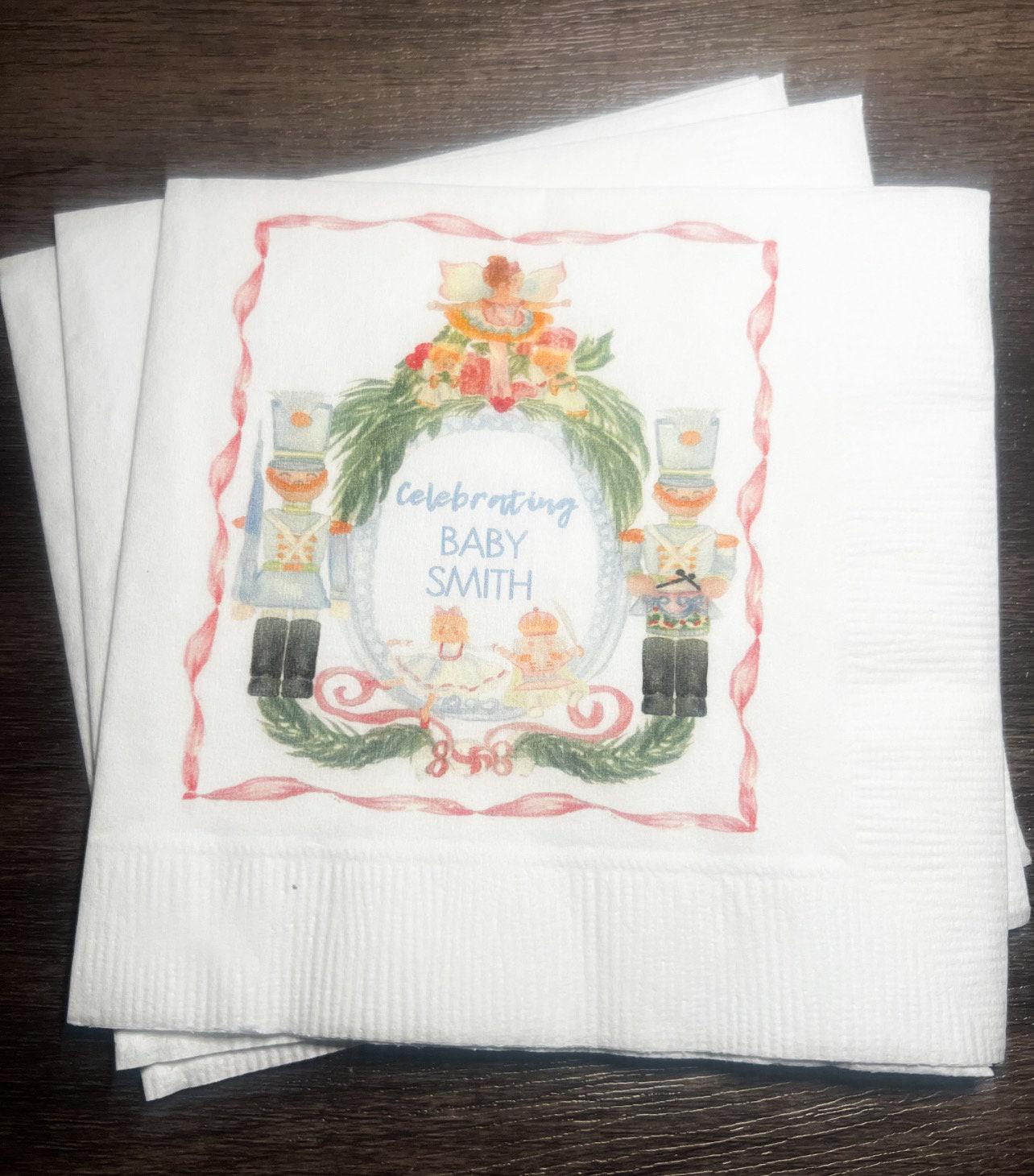 Nutcracker Baby Shower Winter December Baby Shower Merry Little Baby Shower Personalized Cocktail, Luncheon or Dinner Napkins Set of 25