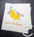 Ciao Babies Lemon Twins Oh Baby Blue Bow Italian Baby Shower Lemon Twin Babies Baby Shower Cocktail, Luncheon or Dinner Napkins Set of 25