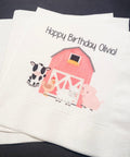 Farm Animal Birthday Pink Barnyard Oink Cluck Moo Turning 2 Personalized Cocktail, Luncheon or Dinner Napkins Set of 25