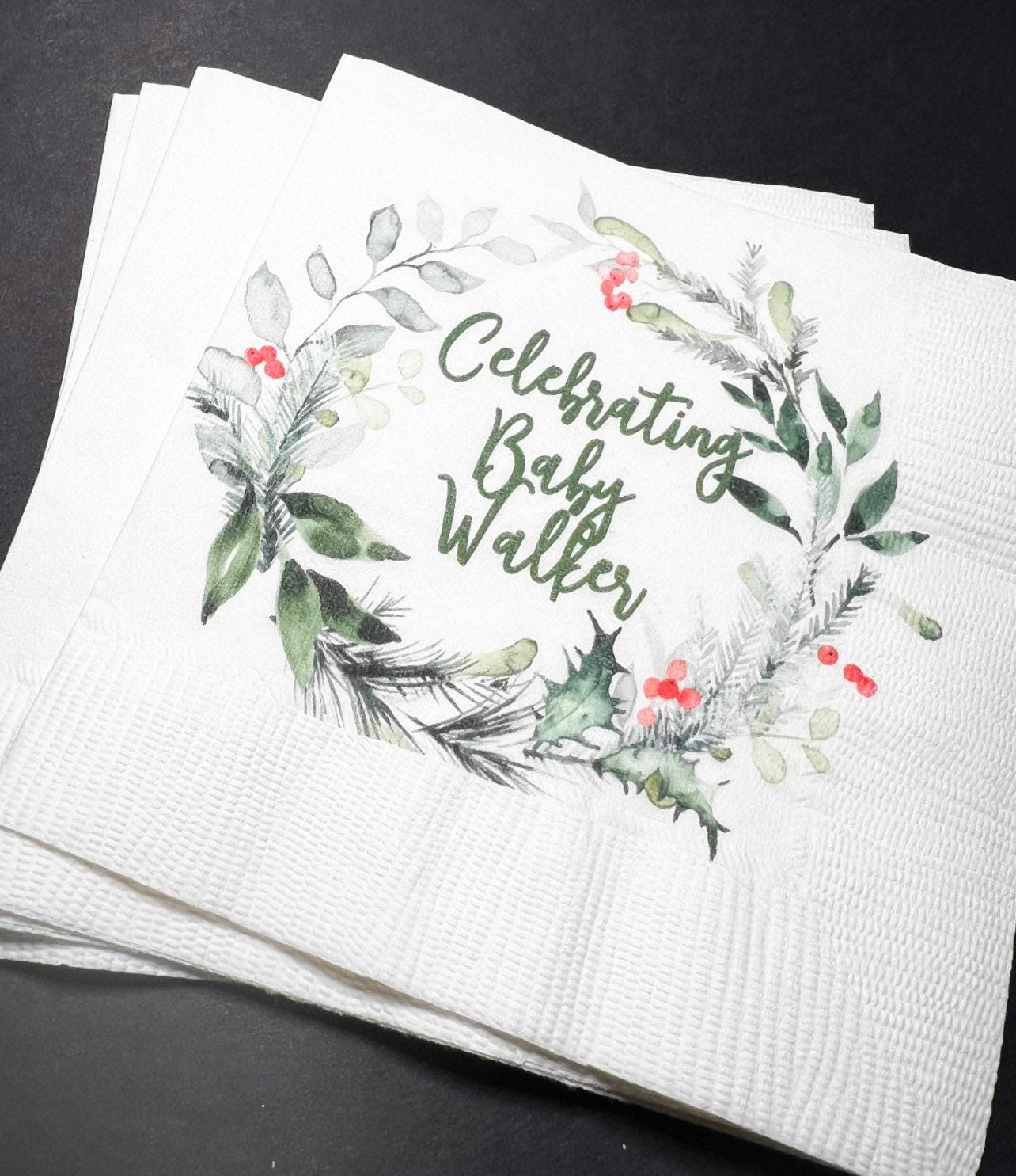Baby It's Cold Outside Winter Christmas Baby Shower Birthday December Shower Personalized Cocktail or Luncheon Napkins, Set of 25