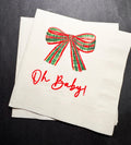 Oh Baby Merry Little Baby Shower Red Bow Theme Winter Christmas December Baby Shower Baby Cocktail, Luncheon or Dinner Napkins Set of 25