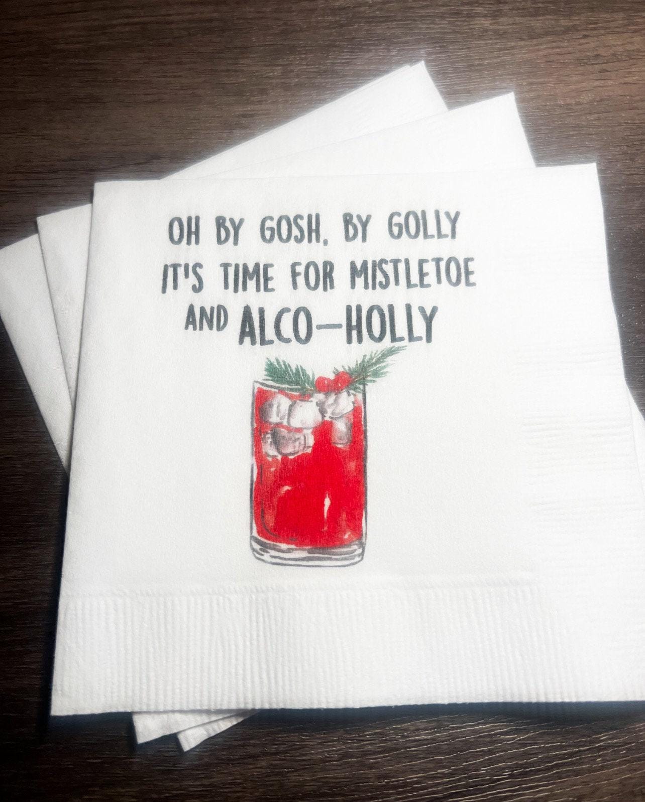Eat Drink Be Merry Funny Christmas Party Oh By Gosh By Golly Alcoholly Girls Holiday Party Cocktail, Luncheon or Dinner Napkins Set of 25