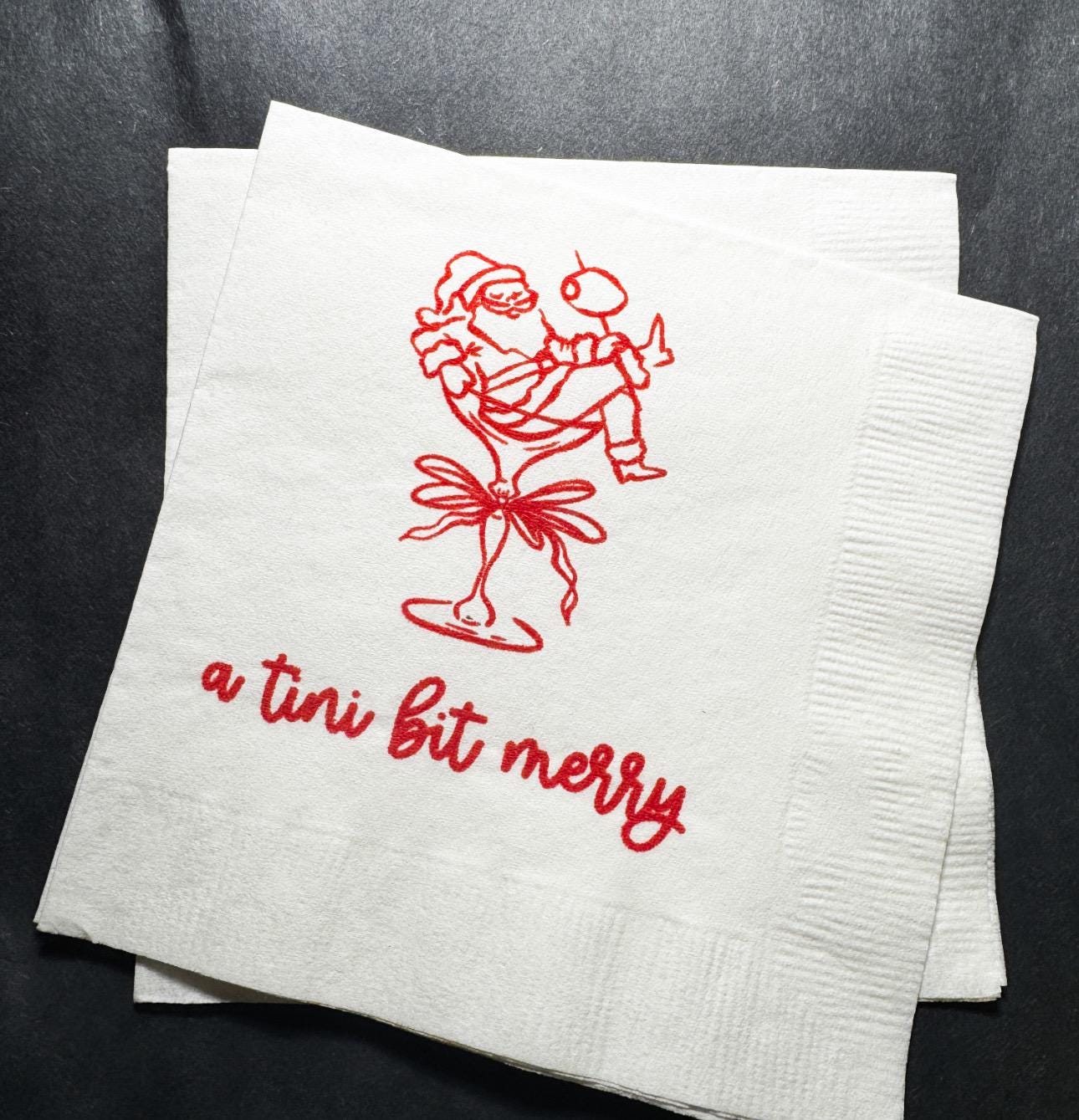 Tini Bit Merry Santa Martini Christmas Party Jingle & Mingle Friendsmas Holiday Cocktail Party Cocktail Luncheon or Dinner Napkins Set of 25
