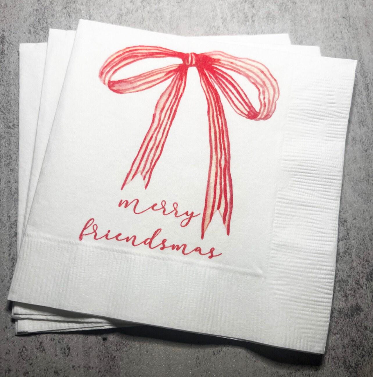 Friendsmas Christmas Party Very Merry Friendsmas It’s giving Friendsmas Funny Christmas Cocktail, Luncheon or Dinner Napkins Set of 25