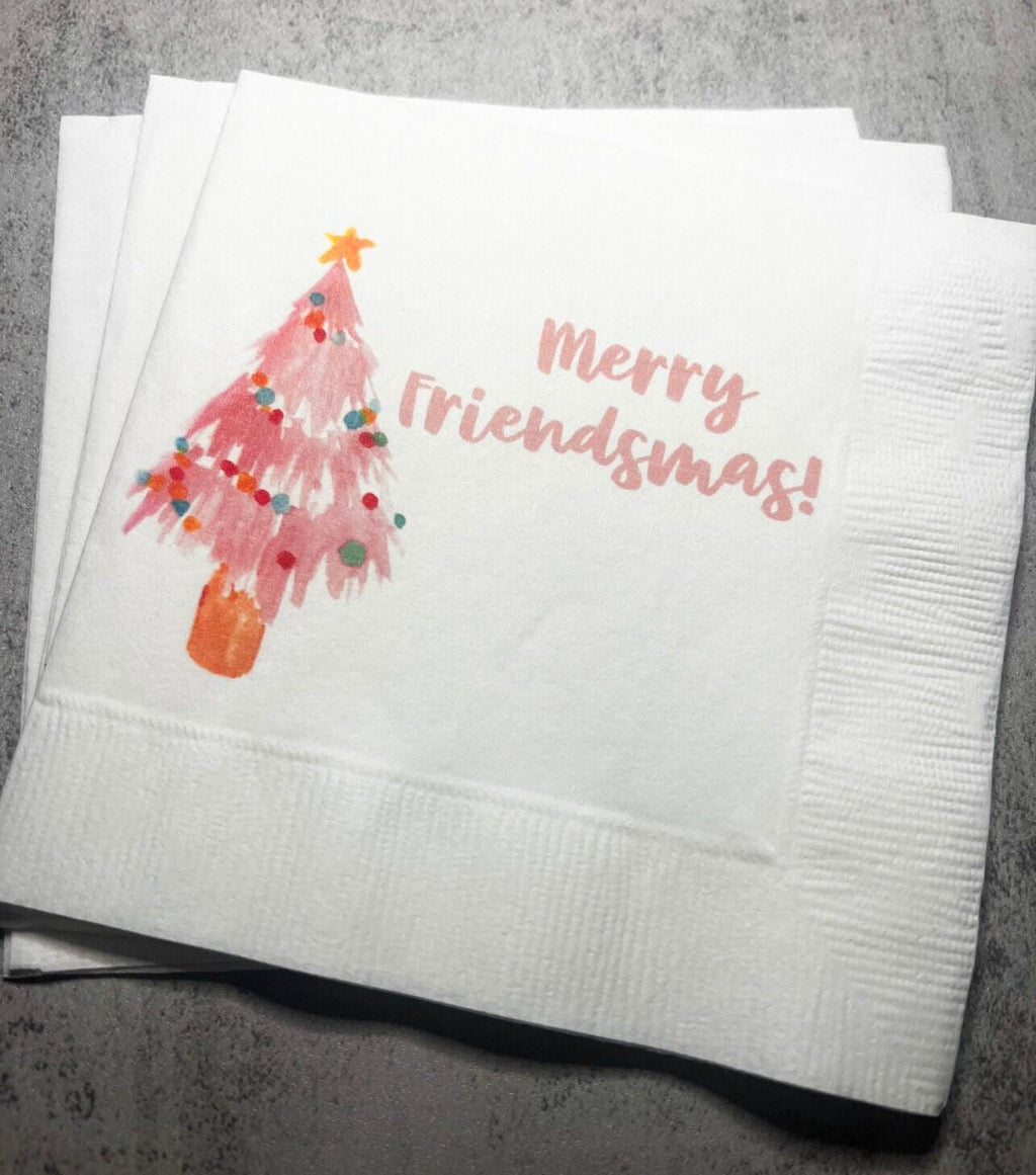 Friendsmas Christmas Party Very Merry Friendsmas It’s giving Friendsmas Funny Christmas Cocktail, Luncheon or Dinner Napkins Set of 25