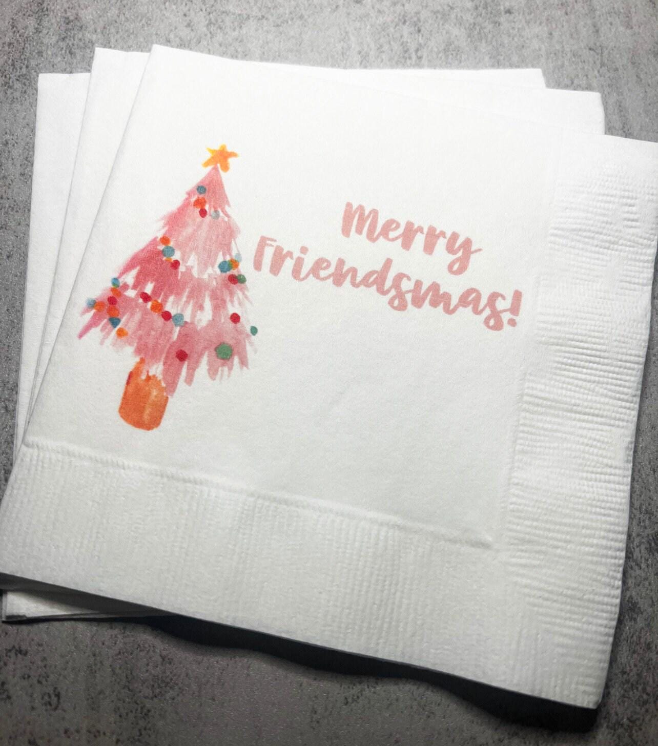 Friendsmas Christmas Party Very Merry Friendsmas It’s giving Friendsmas Funny Christmas Cocktail, Luncheon or Dinner Napkins Set of 25