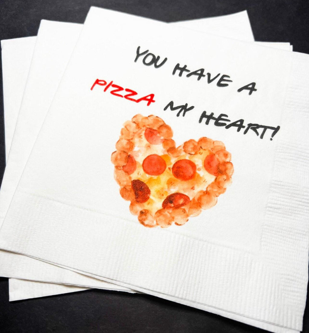 Pizza My Heart Valentine Pizza Valentines Day Party Singles Party Galentines Cocktail or Luncheon Napkins, Set of 25