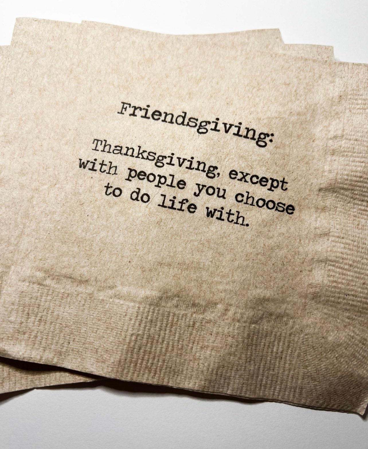 Friendsgiving Thanksgiving Friends Funny Kraft Cocktail or Dinner Napkins, Set of 25