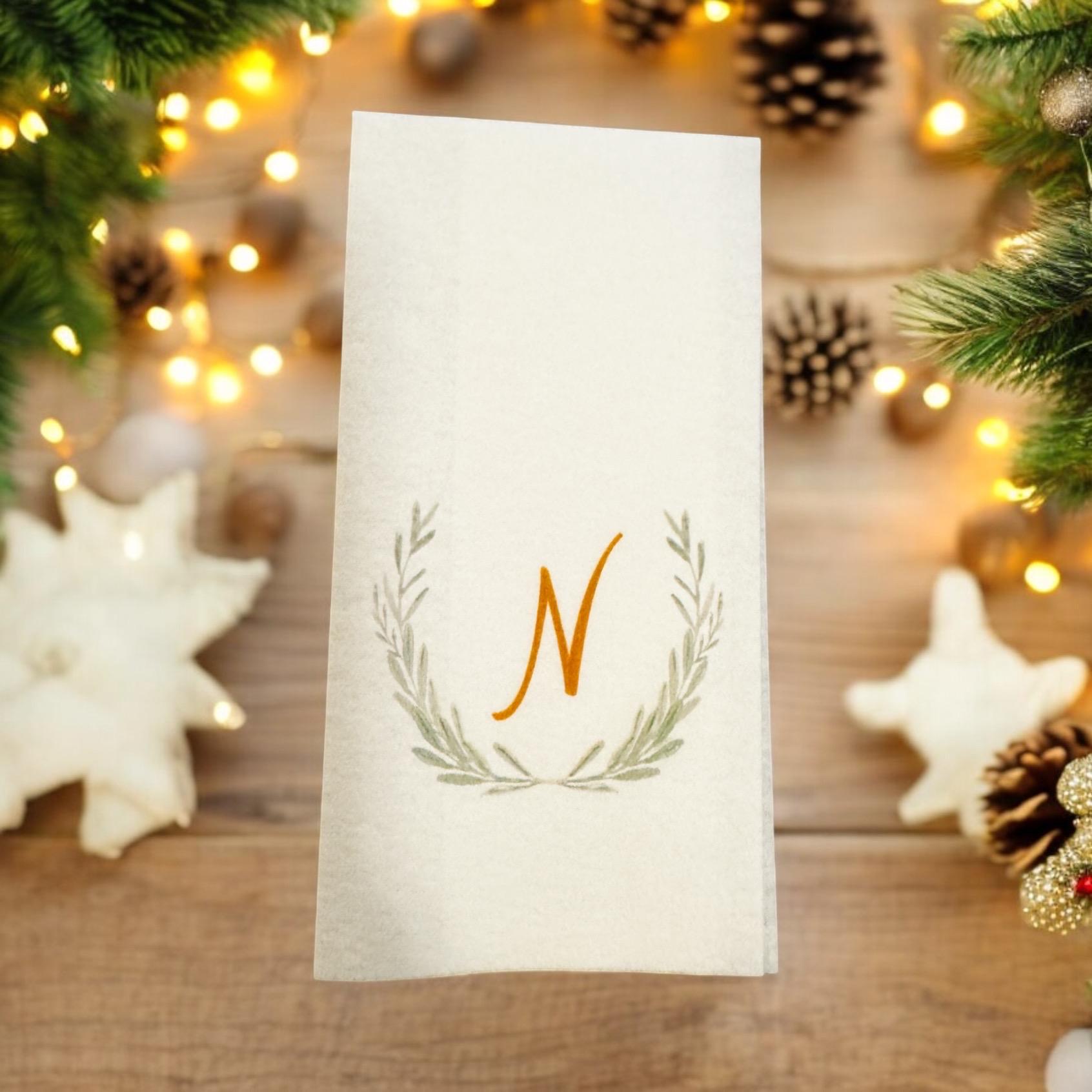 Holiday Guest Towels Christmas Linen Feel Ultra Ply White Disposable Towel Christmas Dinner Napkin Personalized Paper Hand Towels, Set of 20