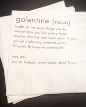 Load image into Gallery viewer, Galentines Day Girlfriends Valentines Day Party Singles Galentine Definition Cocktail or Luncheon Napkins, Set of 25
