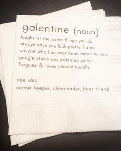 Galentines Day Girlfriends Valentines Day Party Singles Galentine Definition Cocktail or Luncheon Napkins, Set of 25