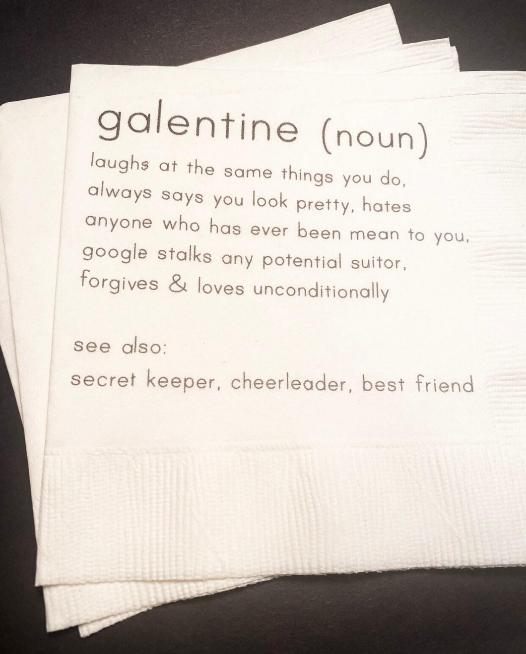 Galentines Day Girlfriends Valentines Day Party Singles Galentine Definition Cocktail or Luncheon Napkins, Set of 25