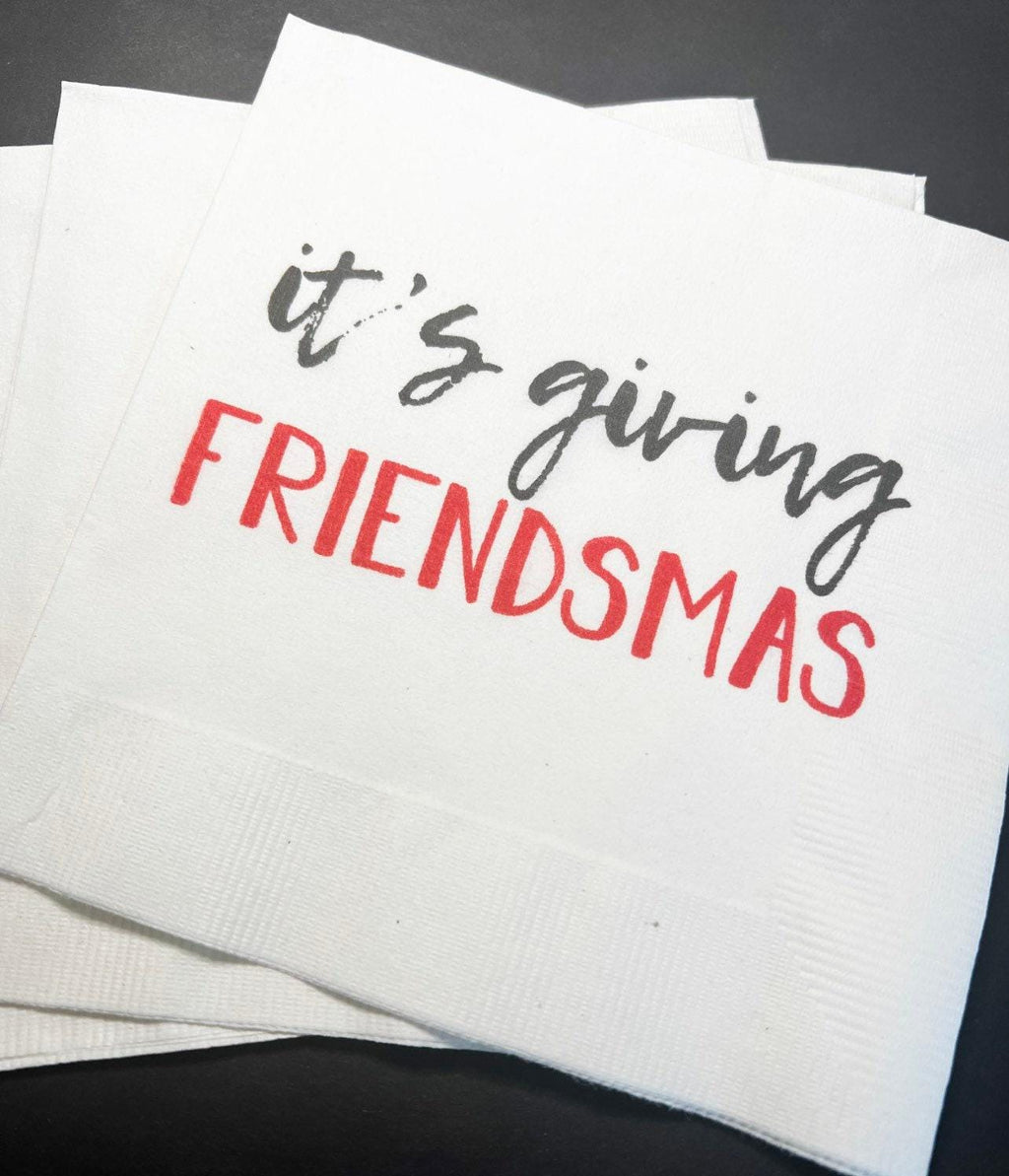 Friendsmas Christmas Party Very Merry Friendsmas Funny Christmas Cocktail, Luncheon or Dinner Napkins Set of 25