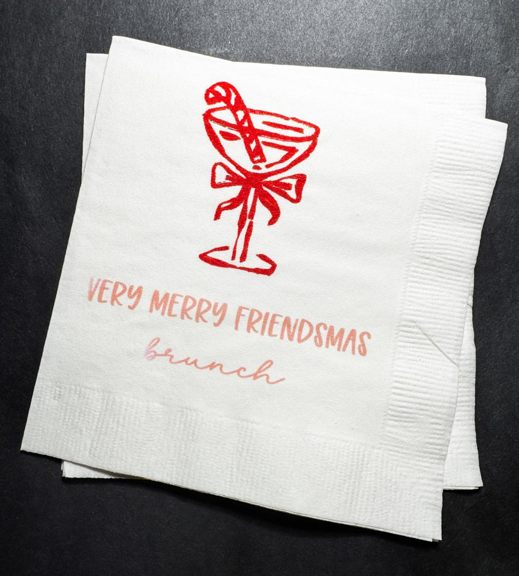 Very Merry Friendsmas Brunch Tini Bit Merry Holiday Martini Christmas Party Holiday Party Cocktail Luncheon or Dinner Napkins Set of 25