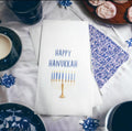 Hanukkah Guest Towels Linen Feel Ultra Ply White Disposable Towel Dinner Napkin Holiday Hanukkah Paper Hand Towels, Set of 20