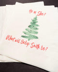 Christmas Gender Reveal He or She Winter December Baby Reveal Personalized Cocktail, Luncheon or Dinner Napkins Set of 25