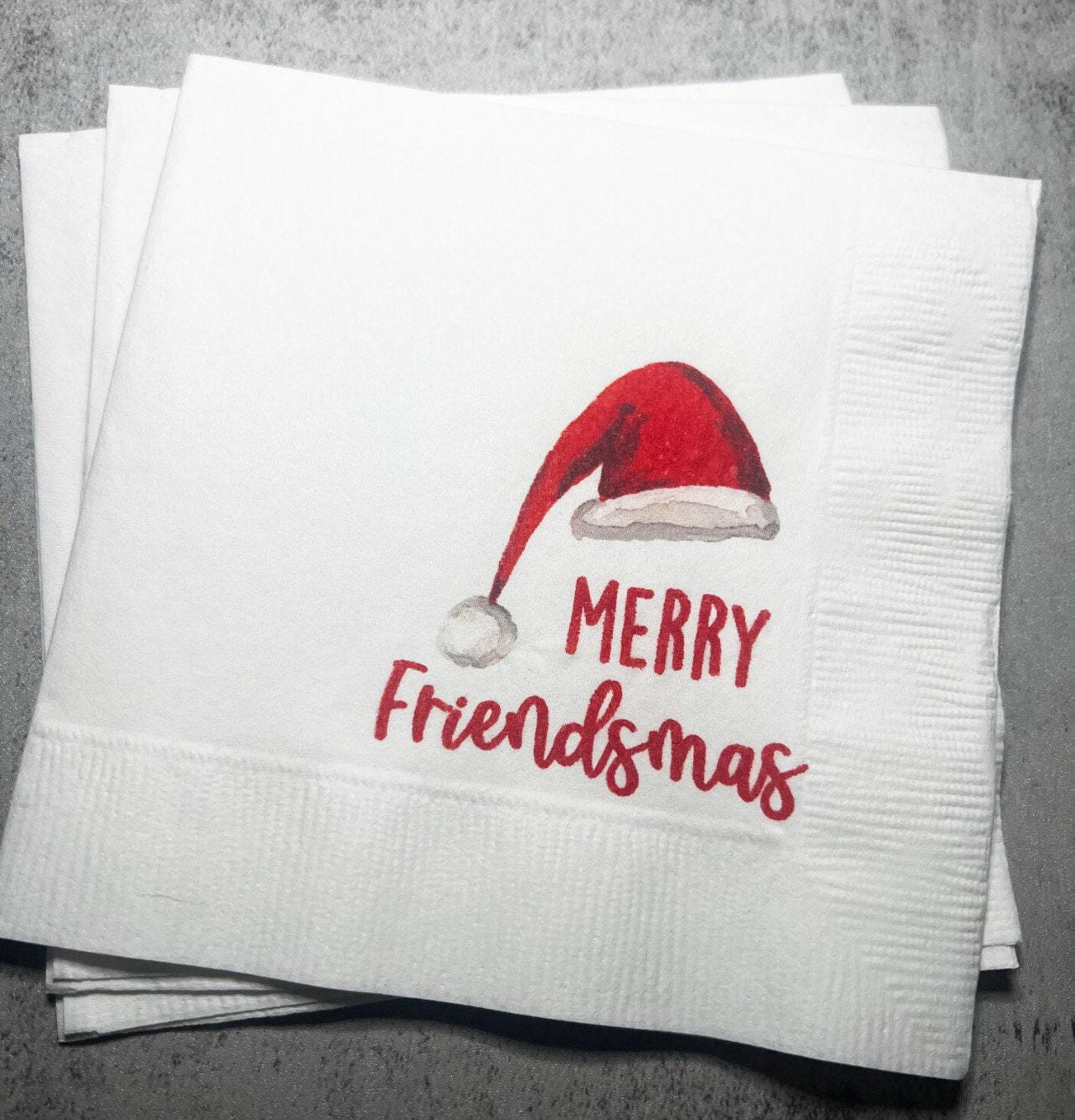 Friendsmas Christmas Party Very Merry Friendsmas It’s giving Friendsmas Funny Christmas Cocktail, Luncheon or Dinner Napkins Set of 25