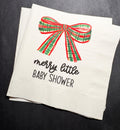 Merry Little Baby Shower Bow Theme Winter Christmas December Baby Shower Winter Holiday Baby Cocktail, Luncheon or Dinner Napkins Set of 25