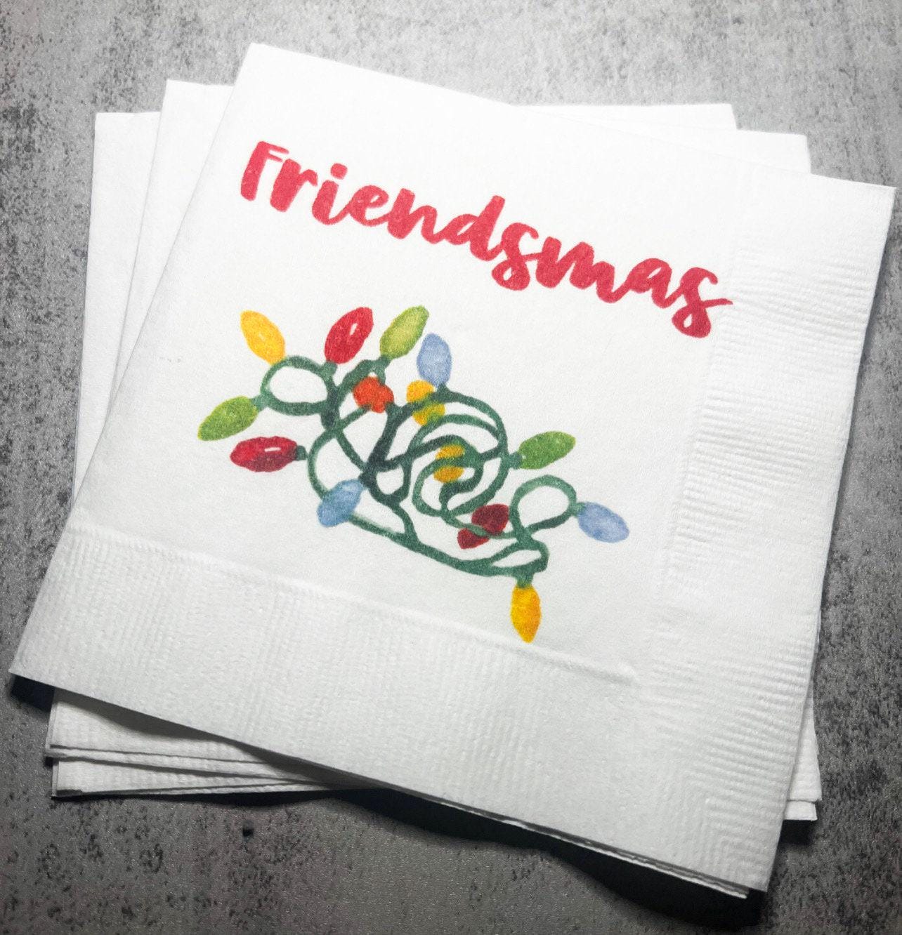 Friendsmas Christmas Party Very Merry Friendsmas It’s giving Friendsmas Funny Christmas Cocktail, Luncheon or Dinner Napkins Set of 25