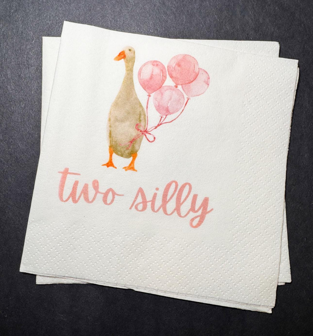 Two Silly Goose 2nd Birthday Second Birthday Goose Preppy Goose Birthday Party Cocktail, Luncheon or Dinner Napkins Set of 25