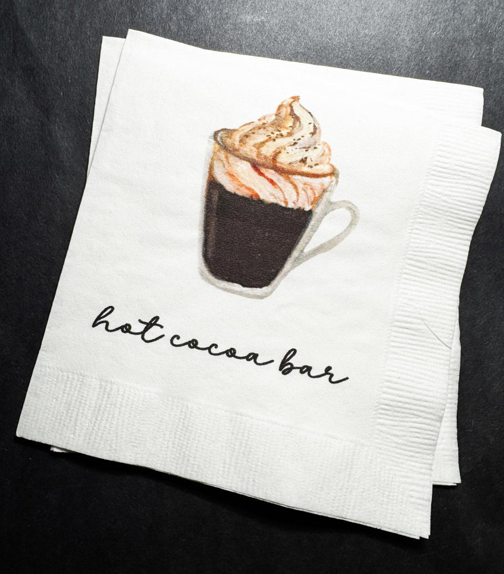 Hot Cocoa Bar Christmas Party Winter Birthday Party Winter Baby Shower Baby it’s Cold Cocktail, Luncheon or Dinner Napkins Set of 25