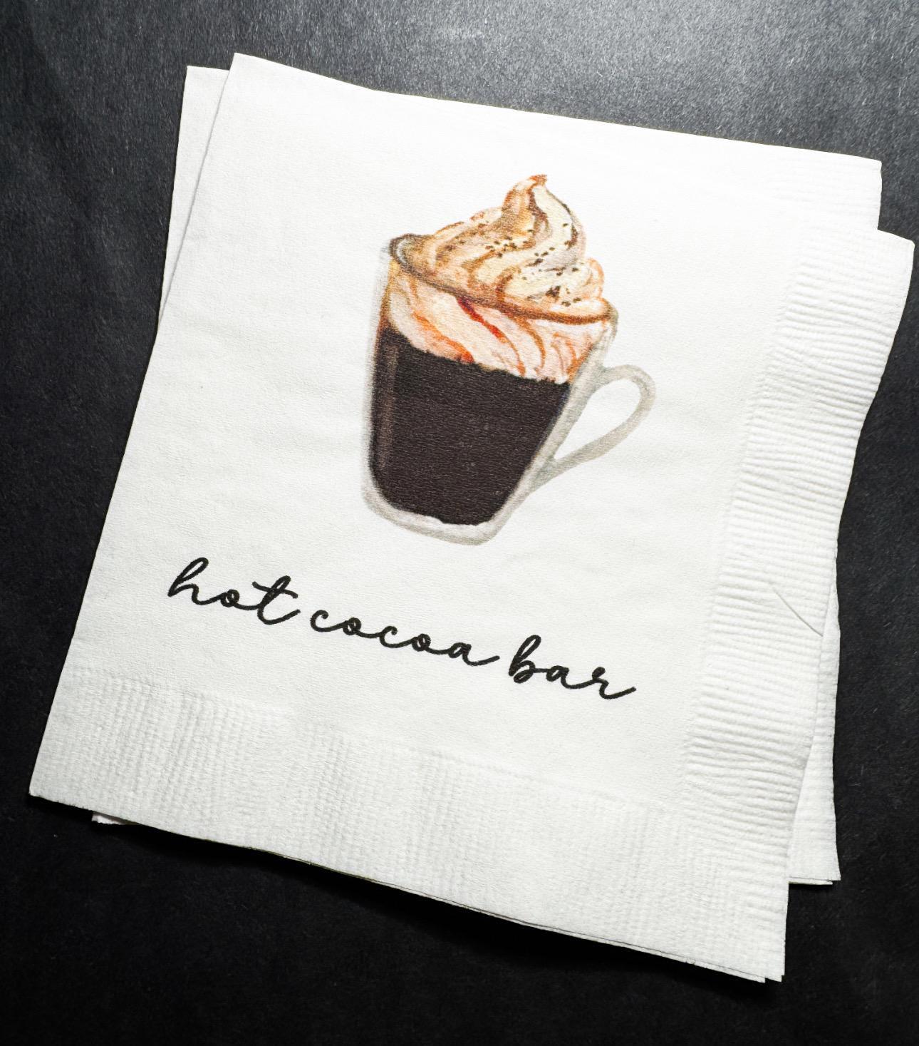 Hot Cocoa Bar Christmas Party Winter Birthday Party Winter Baby Shower Baby it’s Cold Cocktail, Luncheon or Dinner Napkins Set of 25