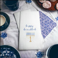 Hanukkah Guest Towels Linen Feel Ultra Ply White Disposable Towel Dinner Napkin Holiday Hanukkah Paper Hand Towels, Set of 20