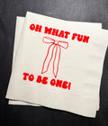 Oh What Fun Red Bow Birthday Christmas Pink Red December 1st Birthday Christmas Cocktail, Luncheon or Dinner Napkins Set of 25