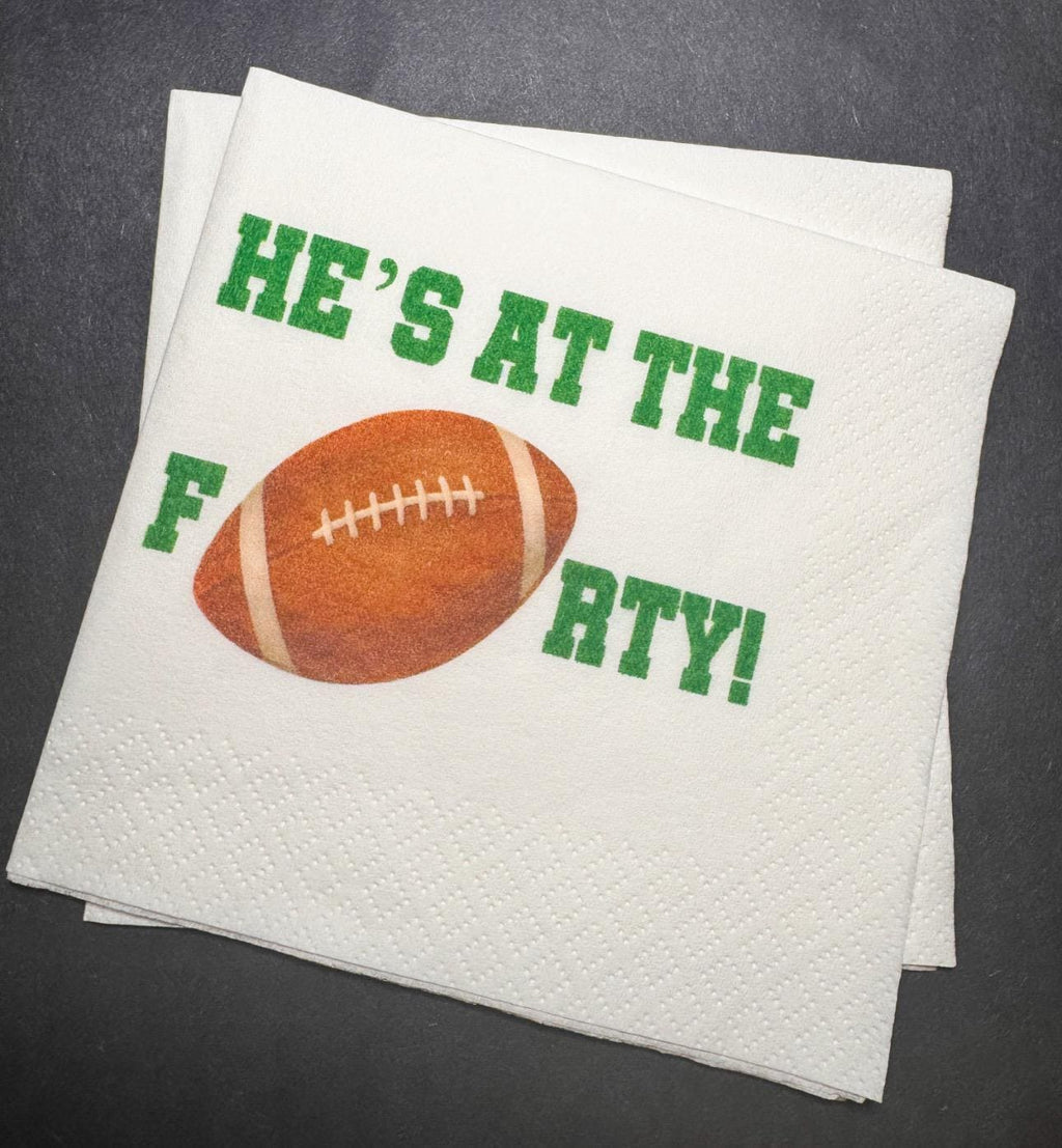 Football Birthday He's at the Forty Football themed 40th Birthday Its Game Time Cocktail, Luncheon or Dinner Napkins Set of 25