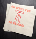 Oh What Fun Red Bow Birthday Christmas Pink Red December 1st Birthday Christmas Cocktail, Luncheon or Dinner Napkins Set of 25