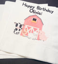Farm Animal Birthday Pink Barnyard Oink Cluck Moo Turning 2 Personalized Cocktail, Luncheon or Dinner Napkins Set of 25