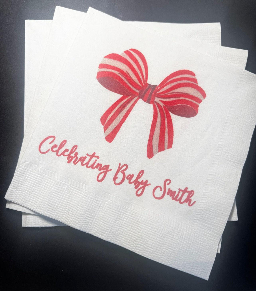 Santa Baby Christmas Baby Shower Santa Baby Gender Reveal Christmas Reveal December Gender Reveal Cocktail or Luncheon Napkins, Set of 25