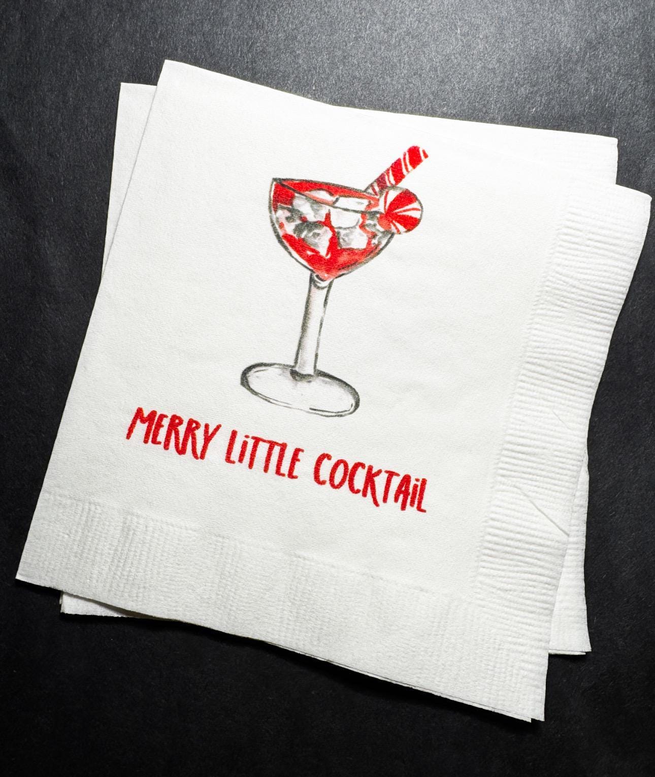 Tini Bit Merry Little Cocktail Holiday Martini Christmas Party Jingle & Mingle Friendsmas Cocktail Luncheon or Dinner Napkins Set of 25