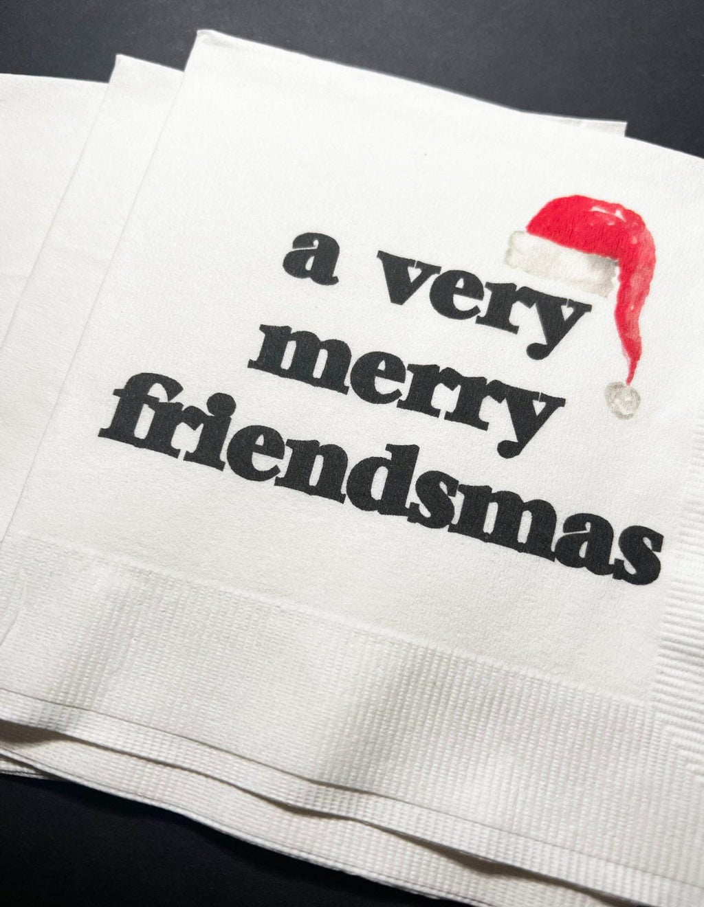 Christmas Party Friendsmas Very Merry Friendsmas Funny Christmas Cocktail, Luncheon or Dinner Napkins Set of 25