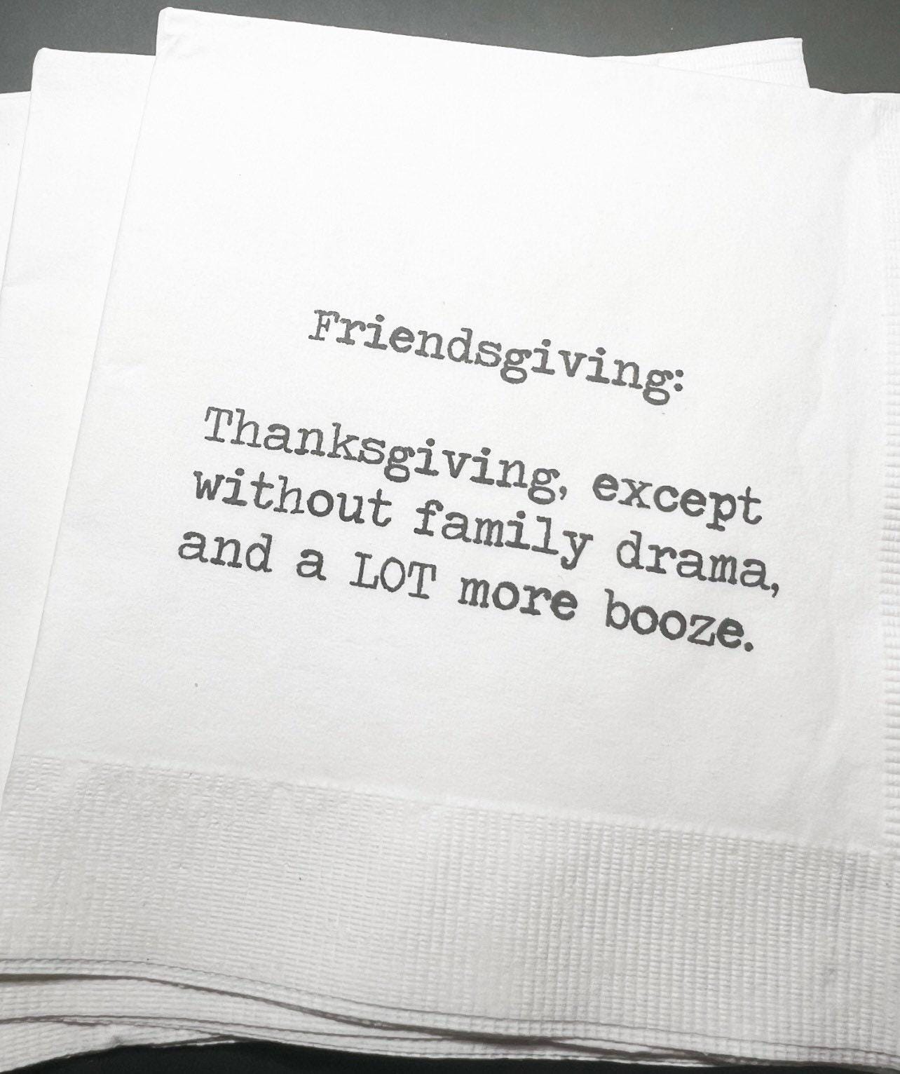 Friendsgiving Thanksgiving Friends Funny Cocktail Napkins, Set of 25